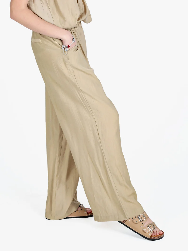 Pantaloni leggeri da donna a gamba larga - khaki