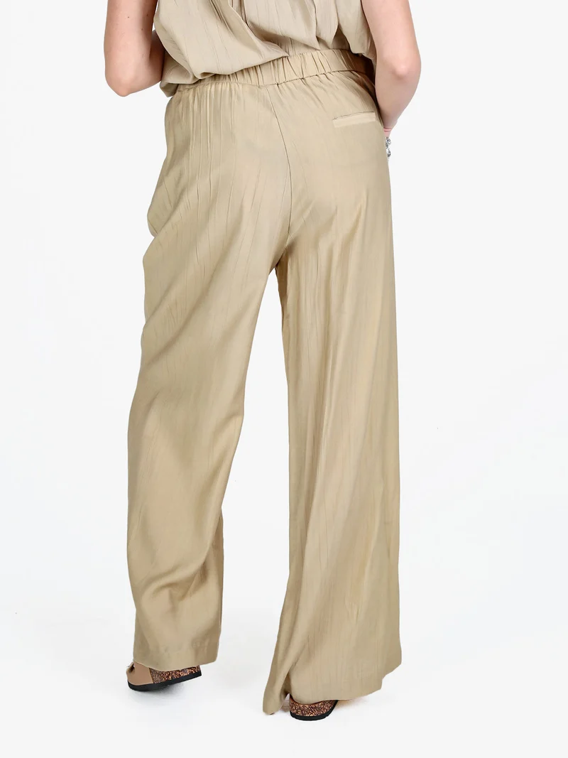 Pantaloni leggeri da donna a gamba larga - khaki