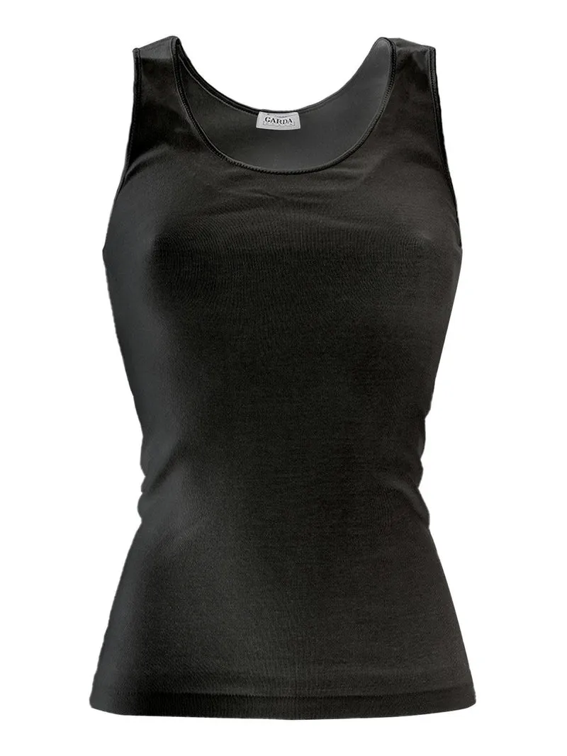 Canotta intima donna spalla larga in cotone - nero