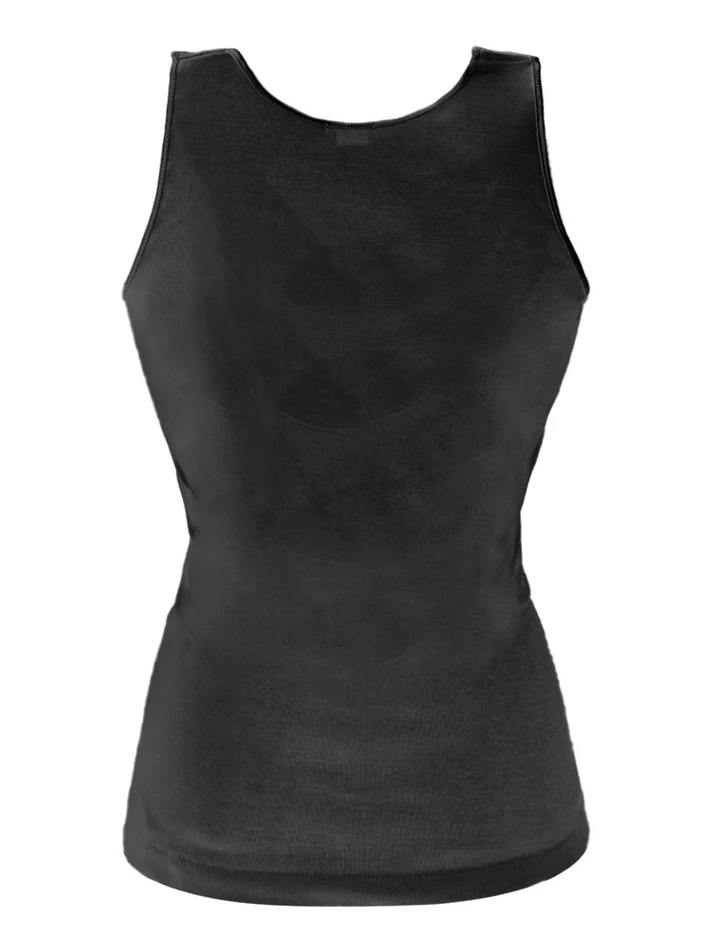 Canotta intima donna spalla larga in cotone - nero