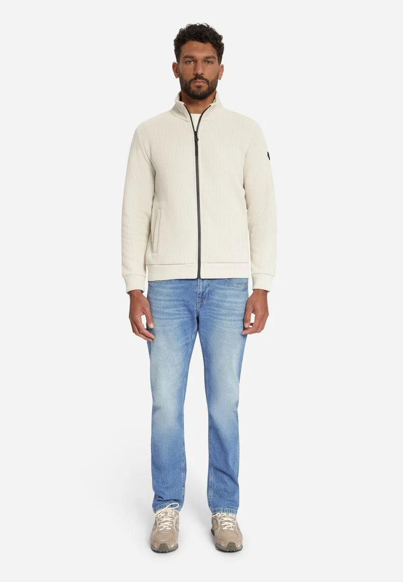 Sweater Full Zip Stand Up Collar Bonded Knit