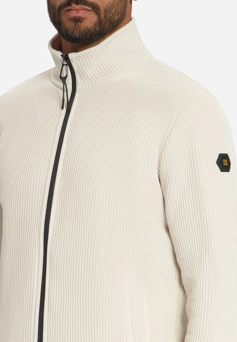 Sweater Full Zip Stand Up Collar Bonded Knit