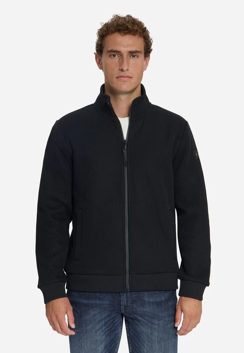 Sweater Full Zip Stand Up Collar Bonded Knit