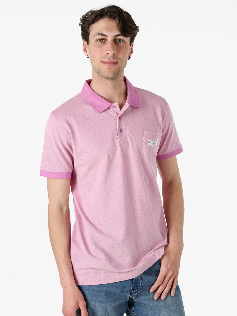 Polo da uomo in cotone a maniche corte con taschino - rosa