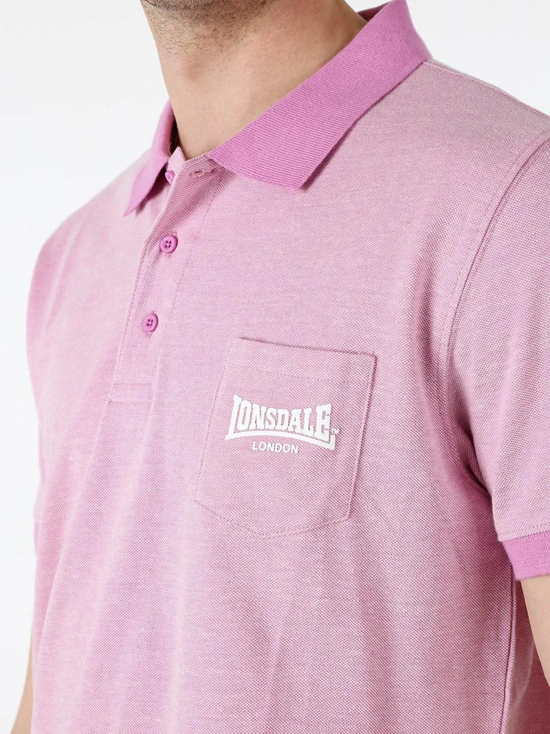 Polo da uomo in cotone a maniche corte con taschino - rosa