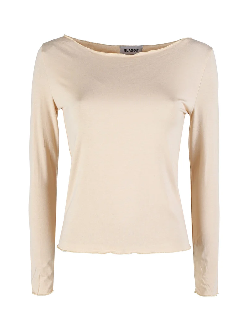 T-shirt donna a maniche lunghe in viscosa - naturale