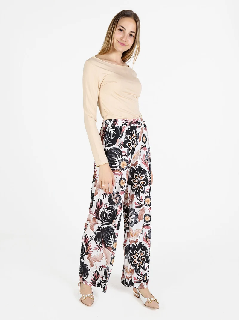 T-shirt donna a maniche lunghe in viscosa - naturale