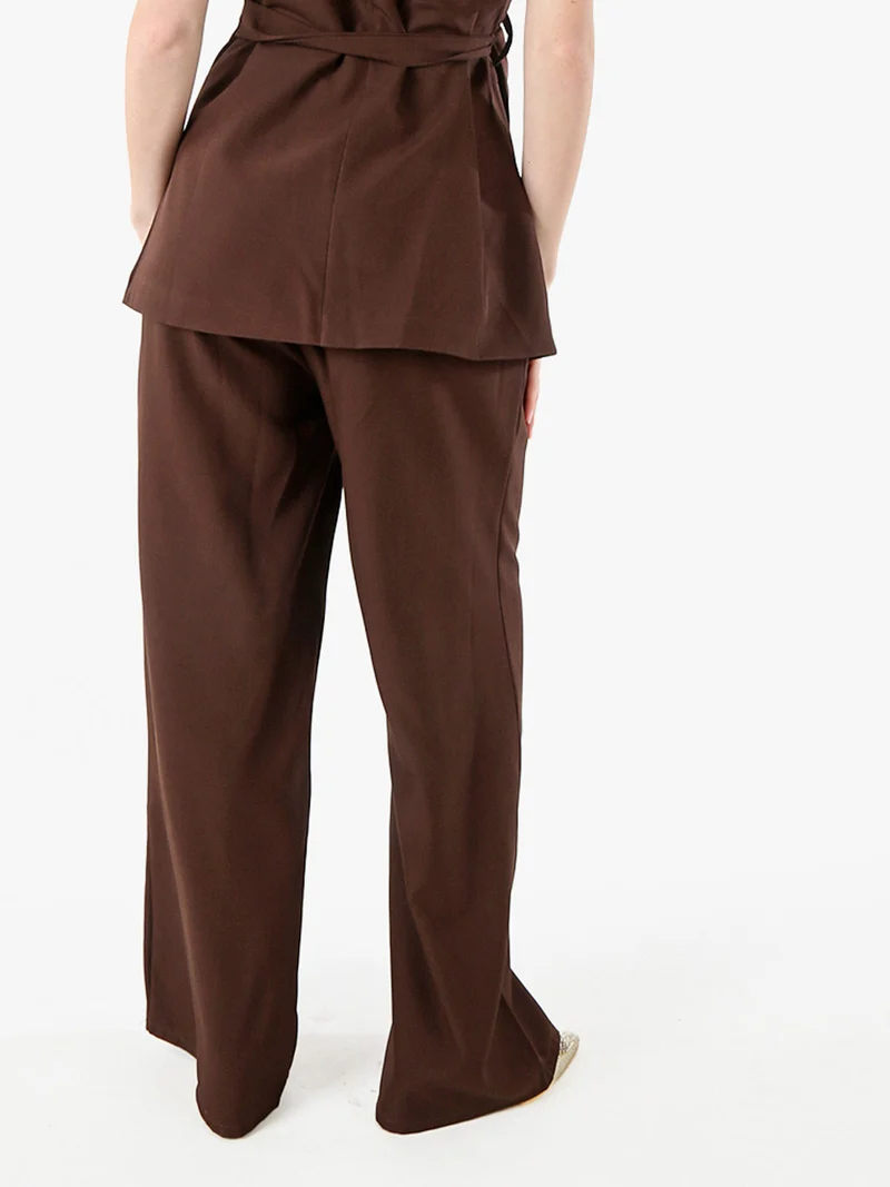 Pantaloni casual da donna a gamba larga - moro