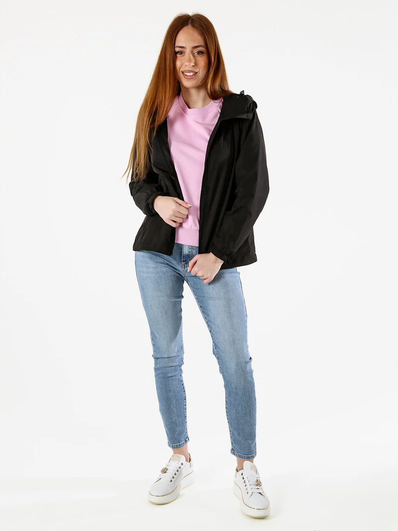 Giacca a vento da donna con cappuccio - nero