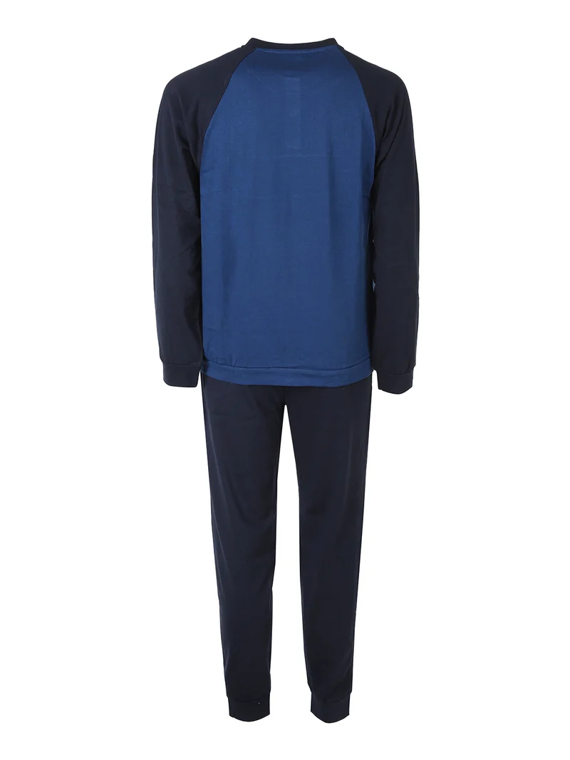 Pigiama lungo da uomo in caldo cotone soft con scollo tondo - avion