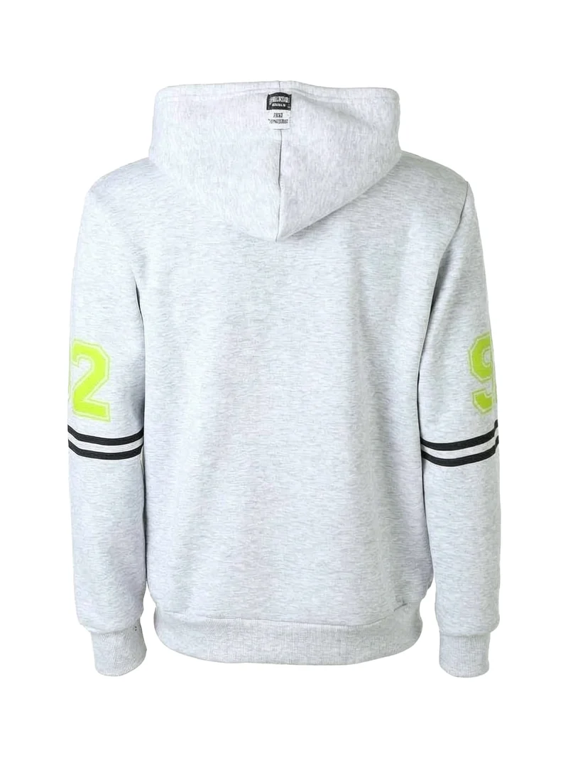 Felpa pesante da uomo con cappuccio e zip - grigio