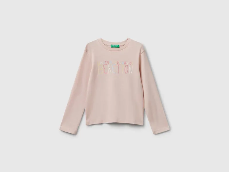 Baumwoll-T-Shirt mit Glitzer-Logo