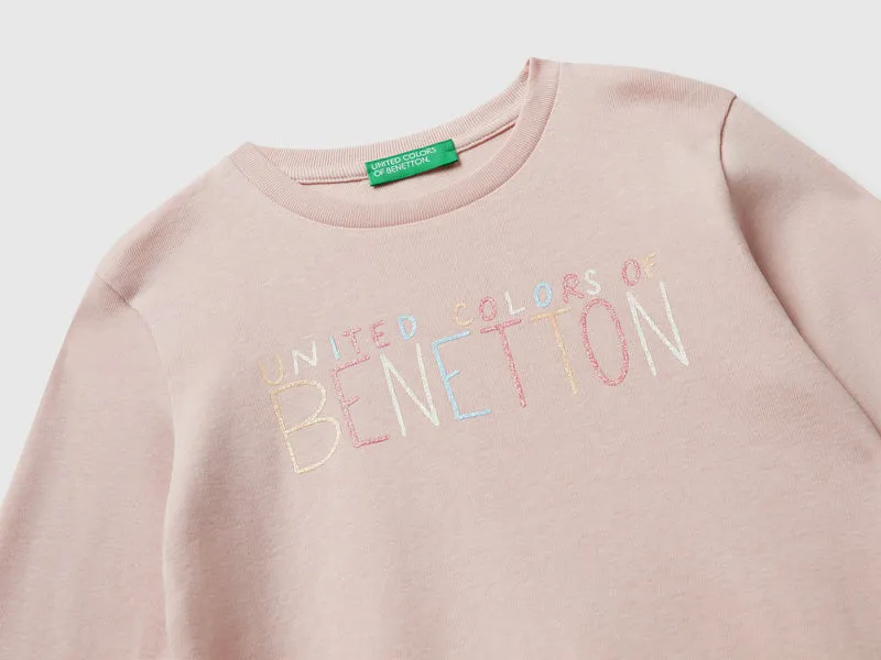 Baumwoll-T-Shirt mit Glitzer-Logo