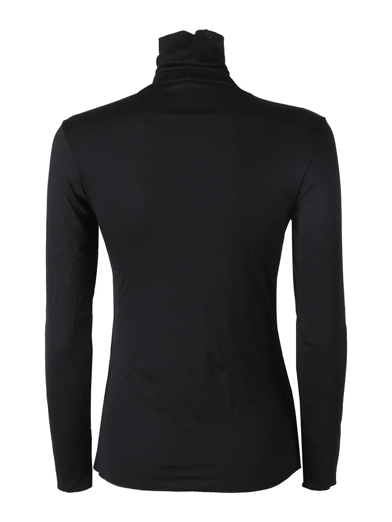 P0736M Dolcevita donna a costine in cashmere - nero