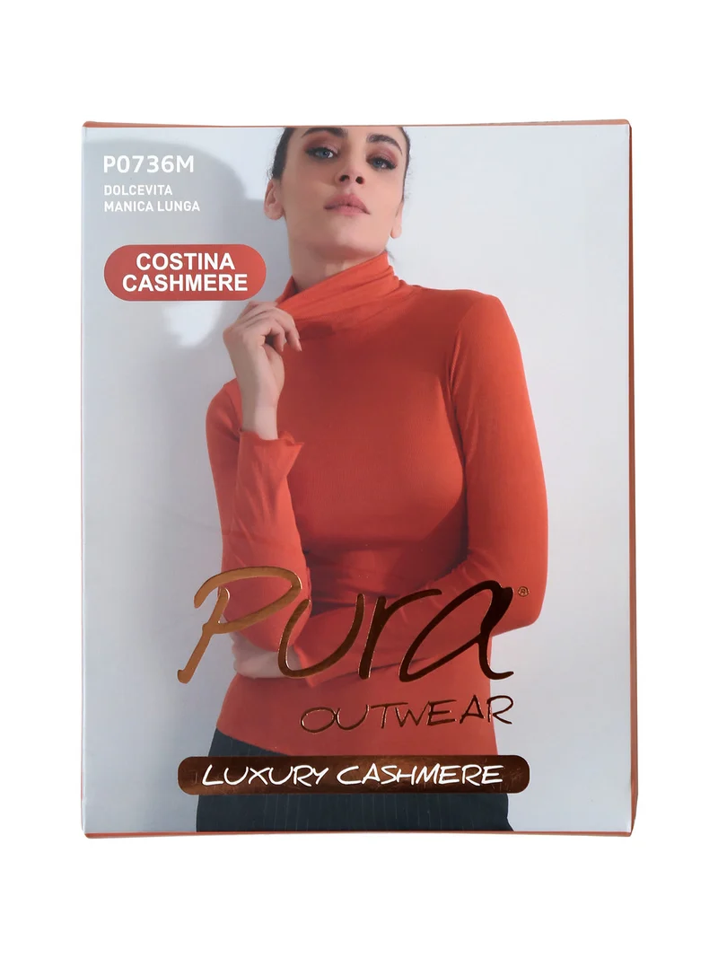 P0736M Dolcevita donna a costine in cashmere - nero