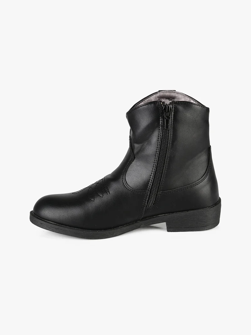 Stivaletti texani da ragazza con zip - nero