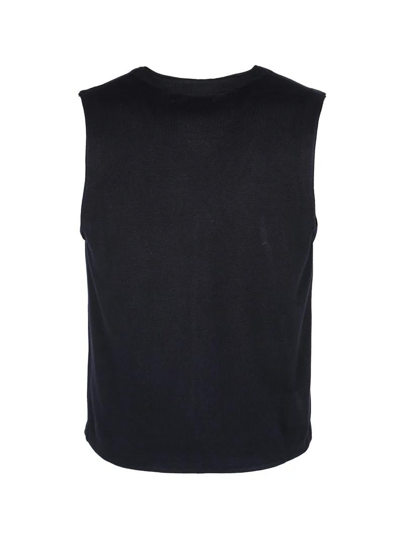 Gilet in maglia da uomo con bottoni - blu scuro