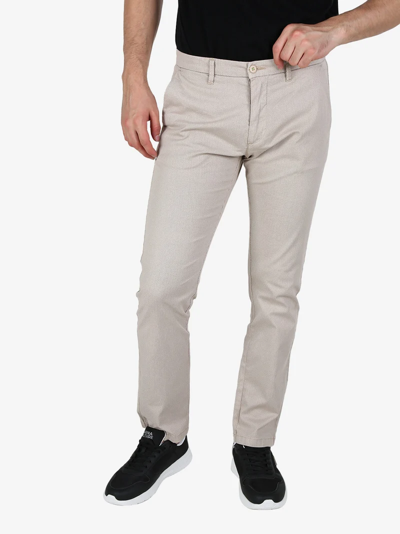Pantaloni casual da uomo texturizzati in cotone - beige