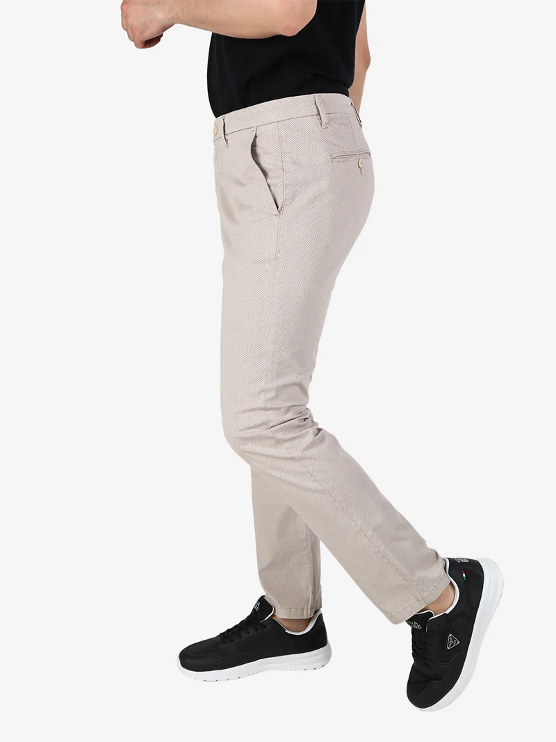 Pantaloni casual da uomo texturizzati in cotone - beige
