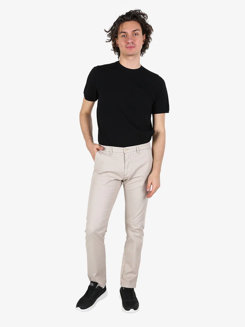 Pantaloni casual da uomo texturizzati in cotone - beige