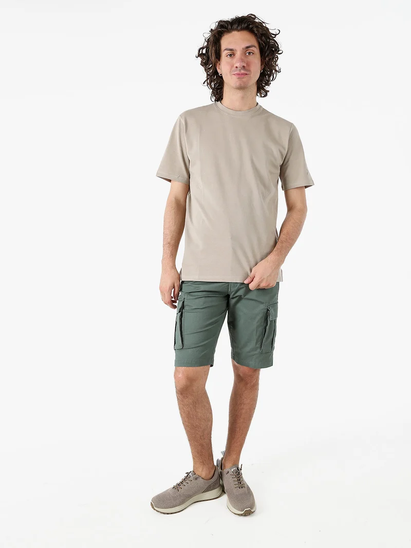 T-shirt girocollo da uomo in cotone - taupe