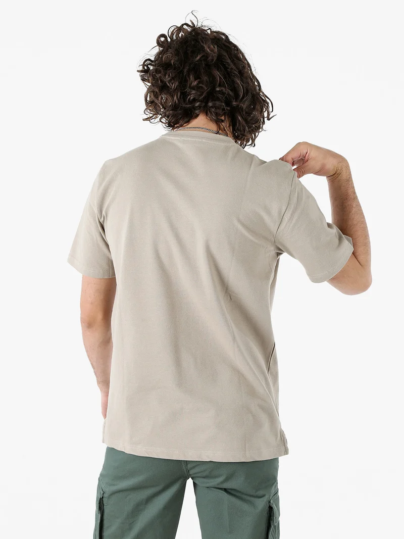 T-shirt girocollo da uomo in cotone - taupe