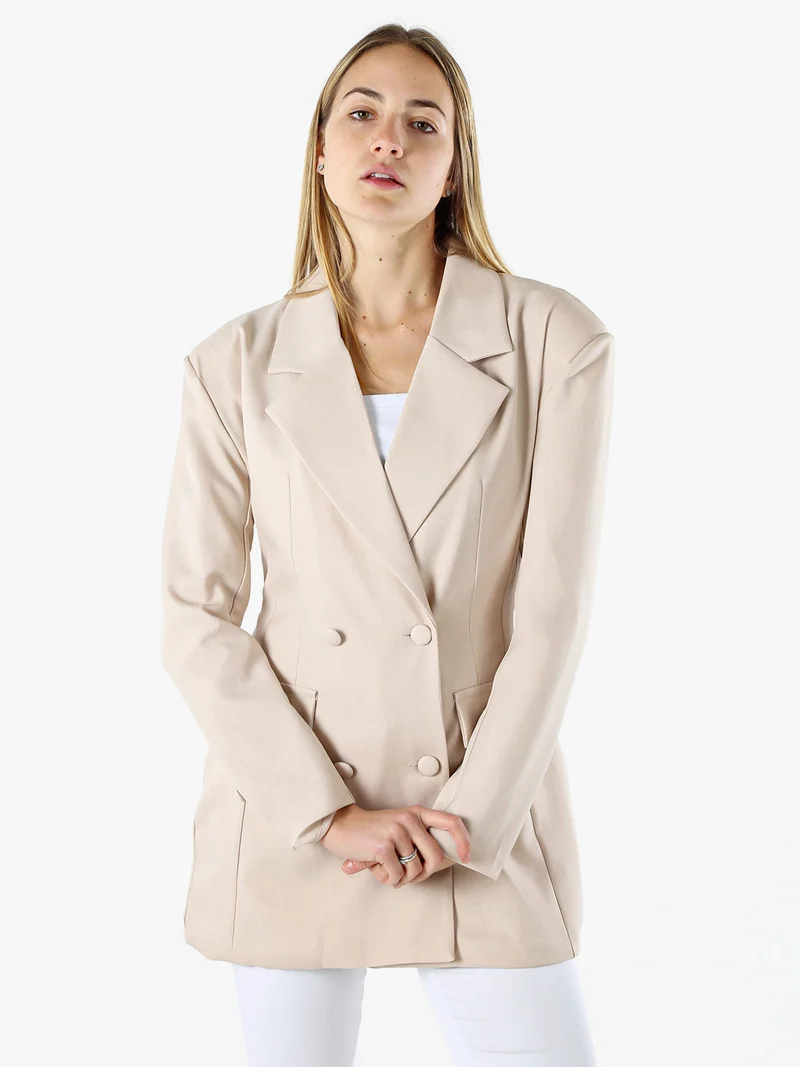Blazer donna elegante a doppiopetto - beige