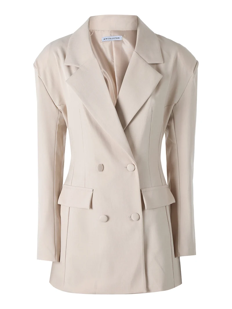 Blazer donna elegante a doppiopetto - beige