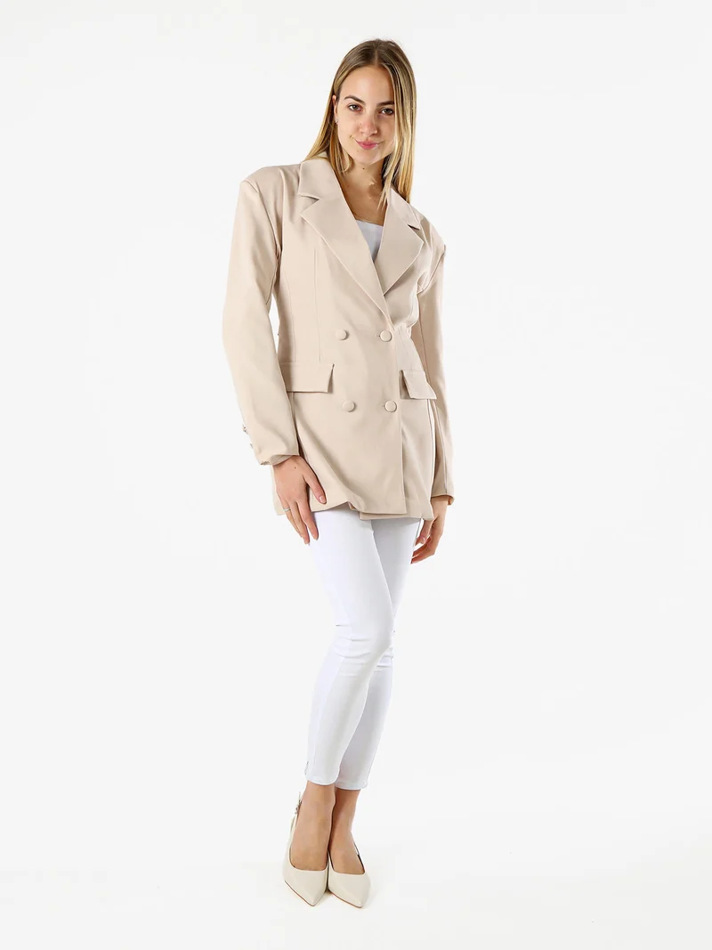 Blazer donna elegante a doppiopetto - beige