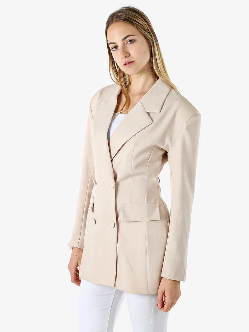 Blazer donna elegante a doppiopetto - beige