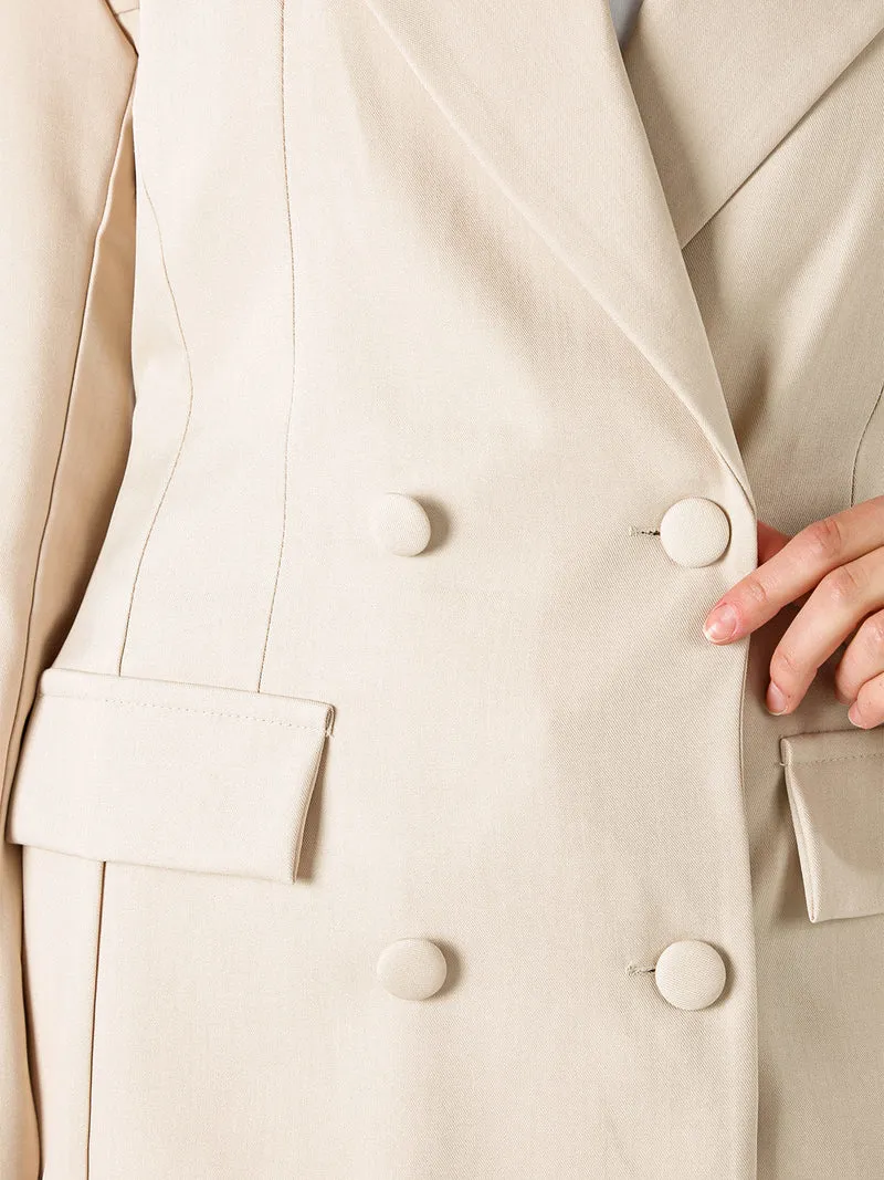 Blazer donna elegante a doppiopetto - beige