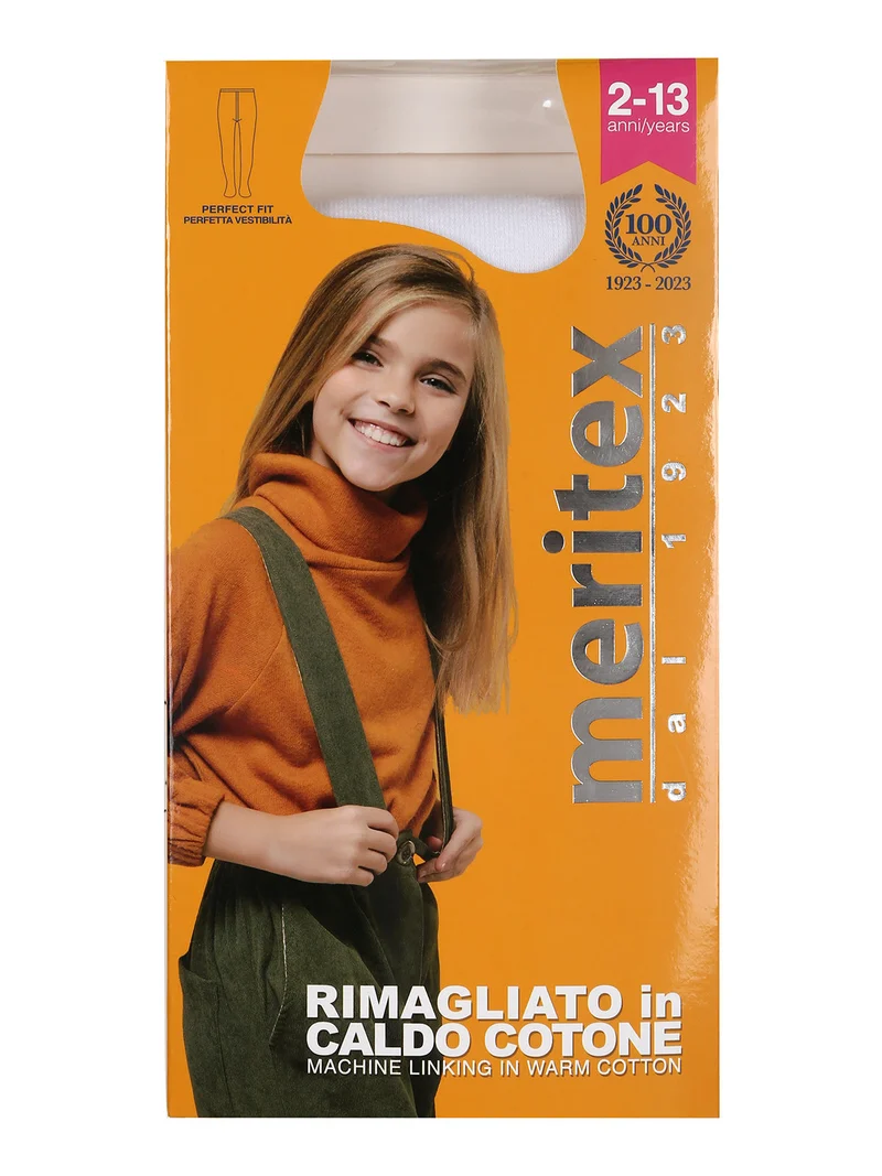 Collant da bambina in maglia caldo cotone - bianco