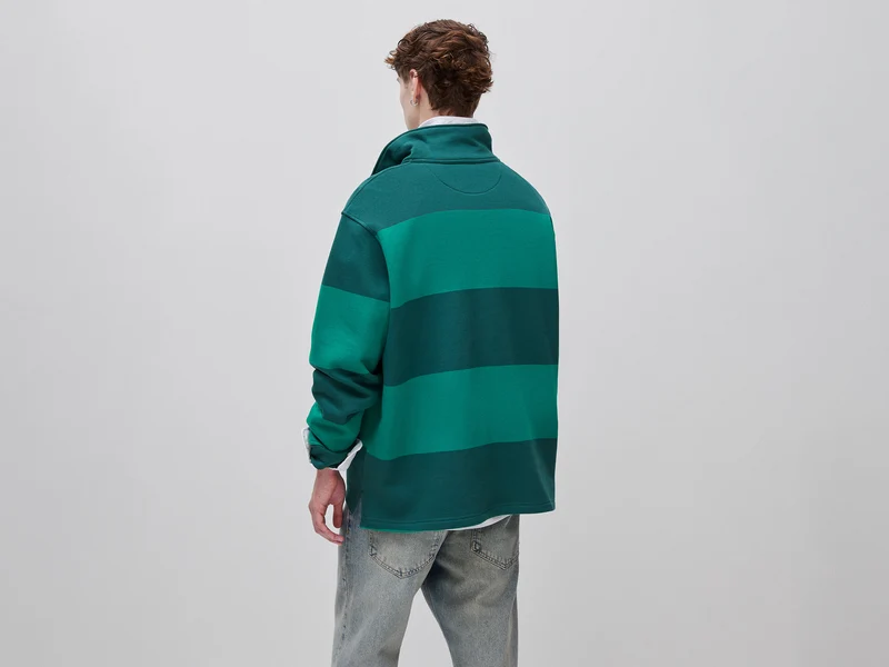Benetton Rugby-Sweatshirt mit Streifen, 100 % Baumwolle