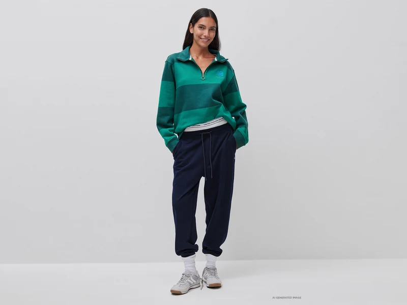 Benetton Rugby-Sweatshirt mit Streifen, 100 % Baumwolle