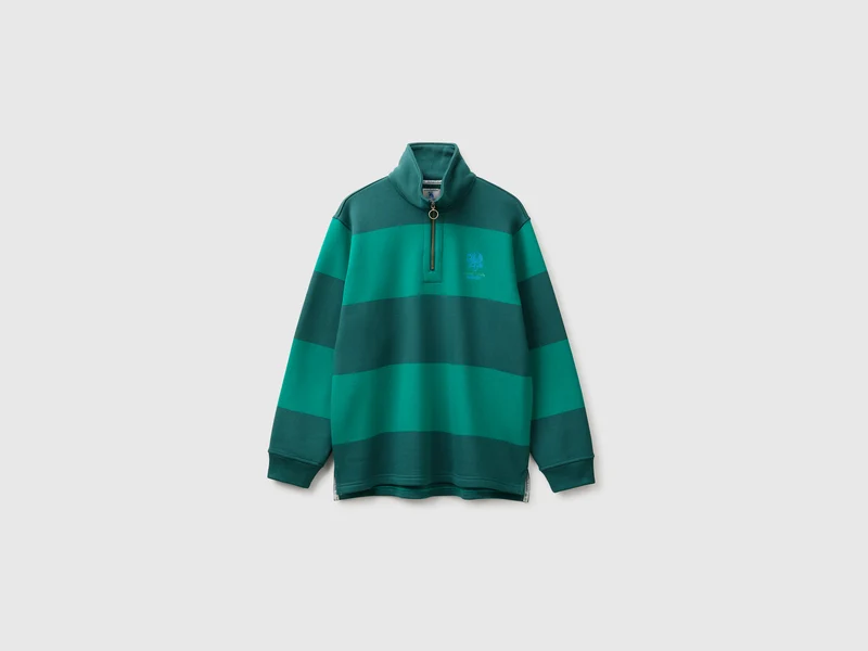 Benetton Rugby-Sweatshirt mit Streifen, 100 % Baumwolle