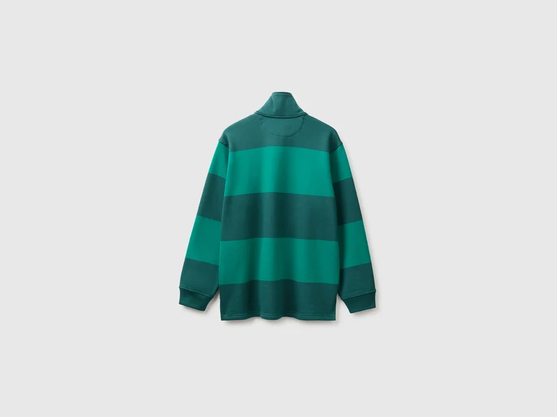 Benetton Rugby-Sweatshirt mit Streifen, 100 % Baumwolle