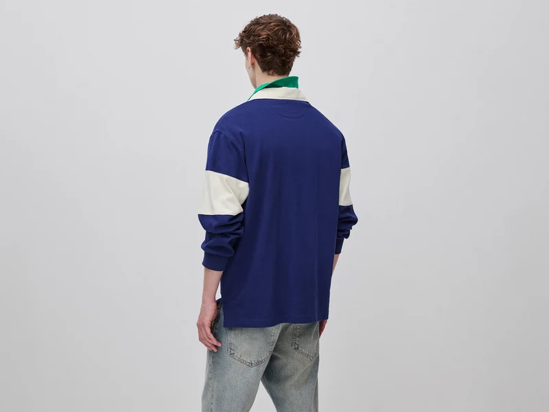 Benetton Rugby Poloshirt, dunkelblau, 100 % Baumwolle