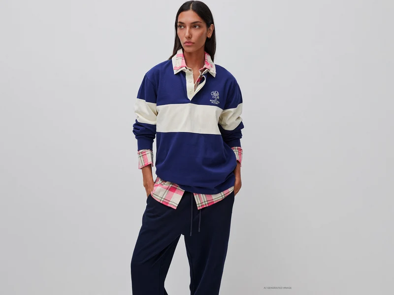 Benetton Rugby Poloshirt, dunkelblau, 100 % Baumwolle