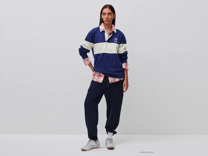 Benetton Rugby Poloshirt, dunkelblau, 100 % Baumwolle