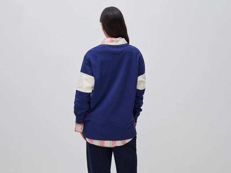 Benetton Rugby Poloshirt, dunkelblau, 100 % Baumwolle