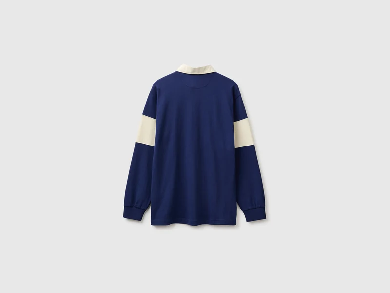 Benetton Rugby Poloshirt, dunkelblau, 100 % Baumwolle