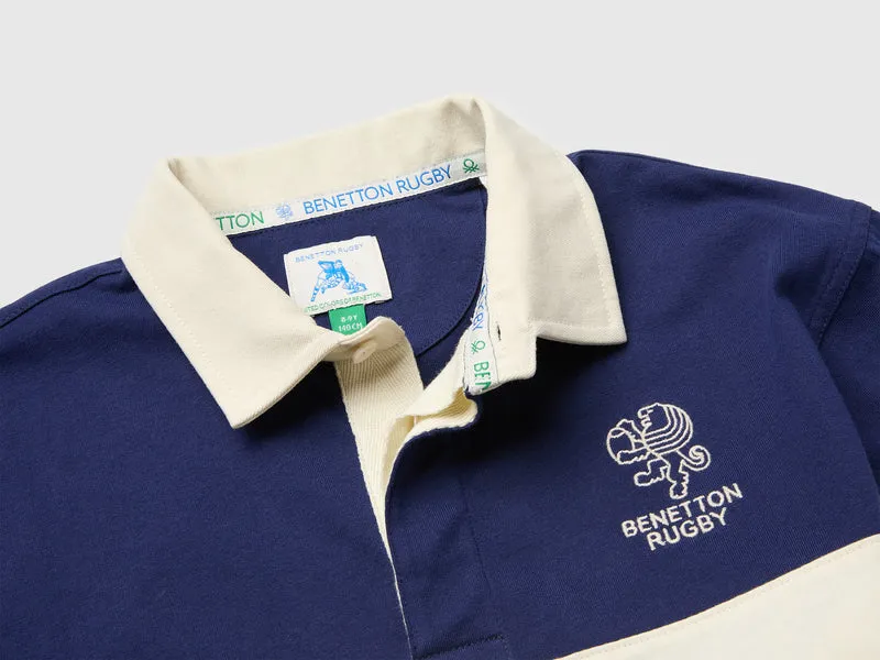 Dunkelblaues Benetton Rugby-Poloshirt aus Bio-Baumwolle