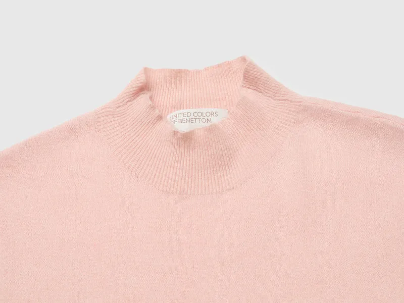 Ärmelloser Rollkragenpullover aus ultraleichtem Wollmischgewebe