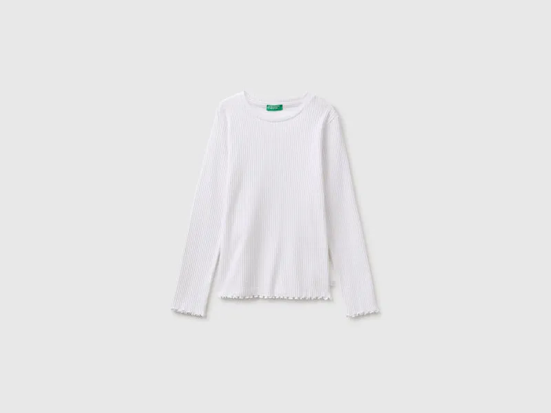 Geripptes Stretch-T-Shirt aus Bio-Baumwolle