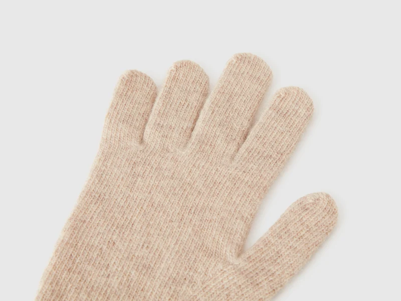 Beige Handschuhe aus reiner Merinowolle