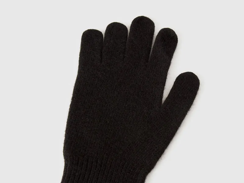 Schwarze Handschuhe aus reiner Merinowolle
