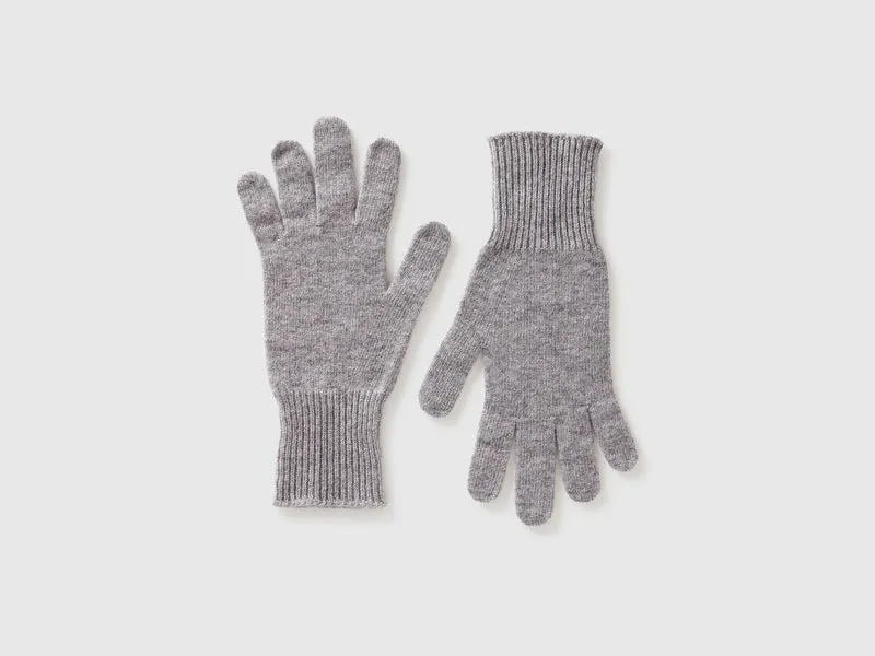Graumelierte Handschuhe aus reiner Merinowolle