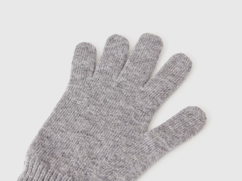Graumelierte Handschuhe aus reiner Merinowolle