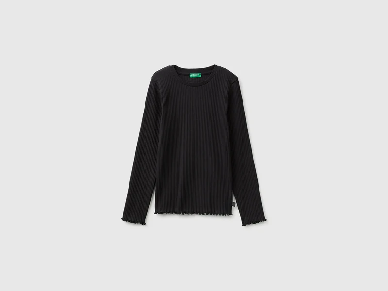 Geripptes Stretch-T-Shirt aus Bio-Baumwolle