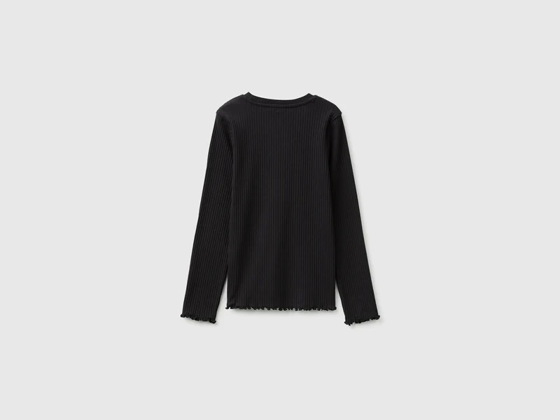 Geripptes Stretch-T-Shirt aus Bio-Baumwolle
